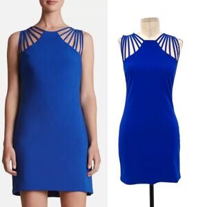 Dress the Population Cora Strappy Shoulder Sheath Dress Mini Cobalt Blue Size XS